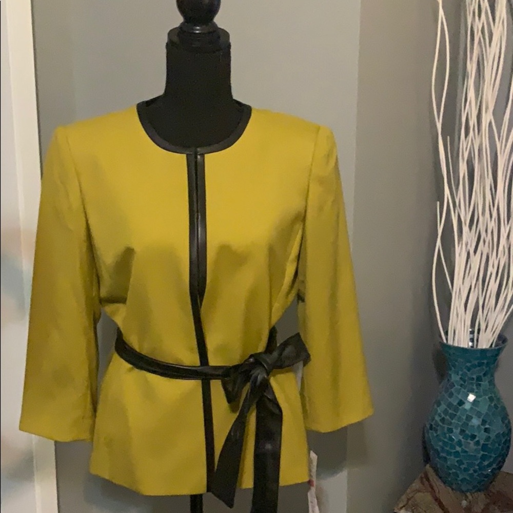 Preston & York Belted Jacket with Faux Leather